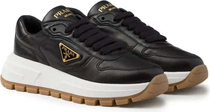 Triangle-Logo Leather Sneakers - Image 2