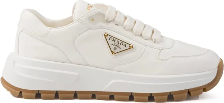 Triangle-Logo Leather Sneakers