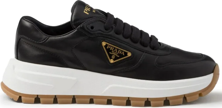 Triangle-Logo Leather Sneakers