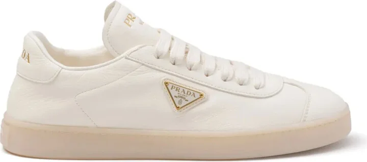 Triangle-Logo Leather Sneakers