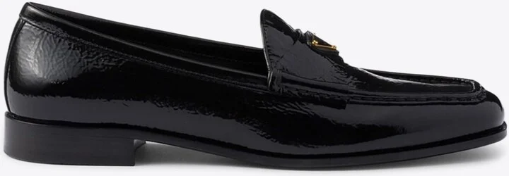 Triangle Logo Patent Leather Loafers