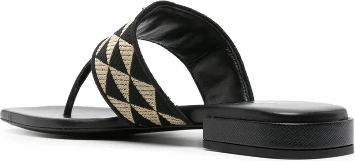 Triangle-Logo Patterned-Jacquard Flip Flops - Image 3