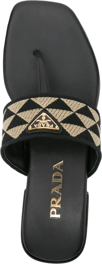 Triangle-Logo Patterned-Jacquard Flip Flops - Image 4