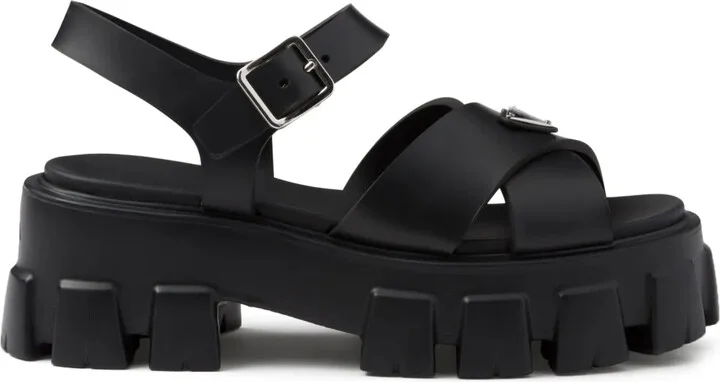 Triangle-Logo Platform Sandals