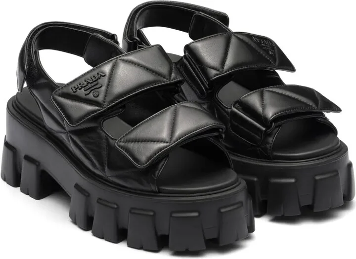 Triangle-Logo Quilted Leather Sandals - Image 2