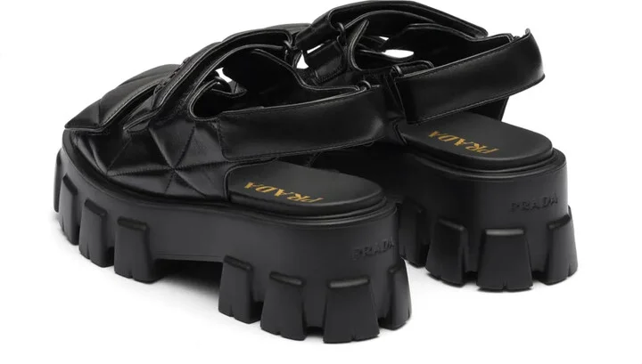 Triangle-Logo Quilted Leather Sandals - Image 3