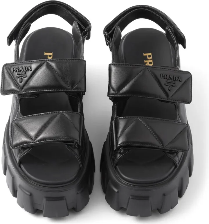 Triangle-Logo Quilted Leather Sandals - Image 4