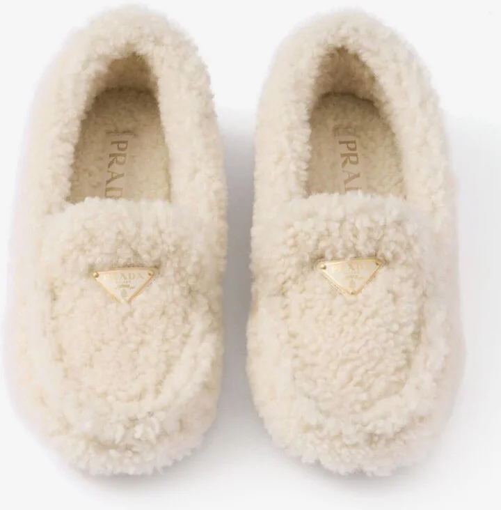 Triangle Logo Shearling Loafers - Image 3