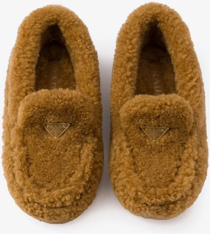 Triangle Logo Shearling Loafers - Image 3