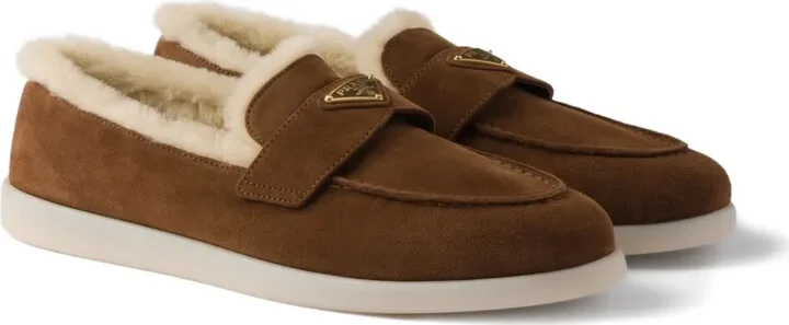 Triangle-Logo Shearling Loafers - Image 2