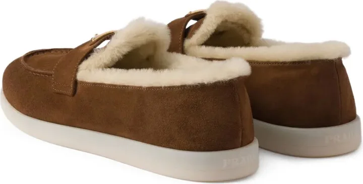 Triangle-Logo Shearling Loafers - Image 3