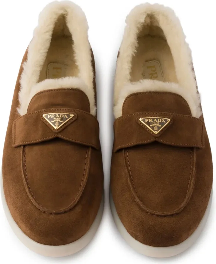 Triangle-Logo Shearling Loafers - Image 4