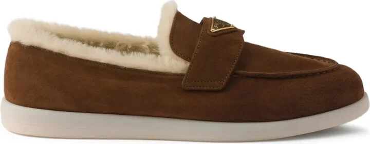 Triangle-Logo Shearling Loafers