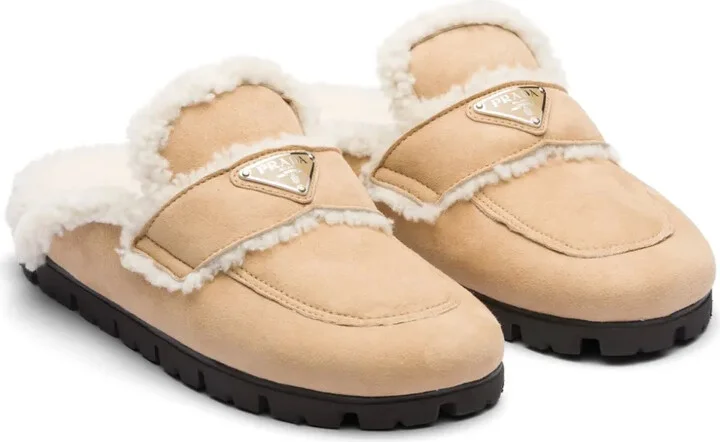Triangle-Logo Shearling Slippers - Image 2