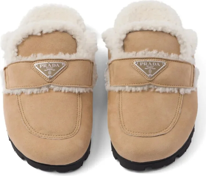 Triangle-Logo Shearling Slippers - Image 3