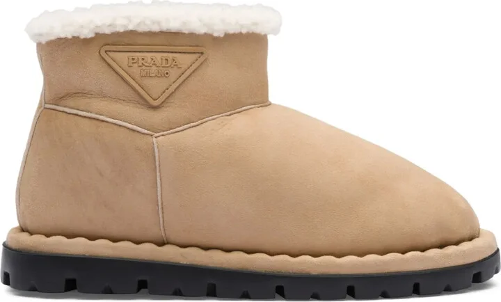 Triangle-Logo Suede Boots