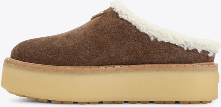 Triangle Logo Suede Flatform Mules - Image 2
