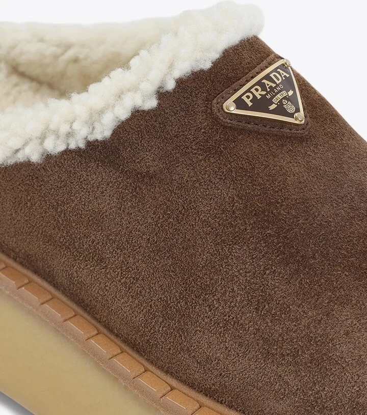 Triangle Logo Suede Flatform Mules - Image 3