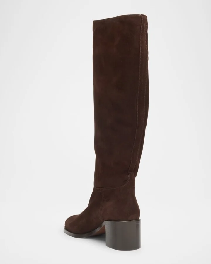 Triangle Logo Suede Knee-High Boots - Image 4
