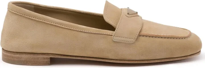 Triangle-Logo Suede Loafers