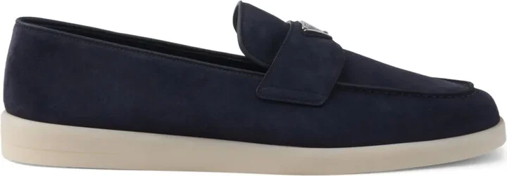 Triangle-Logo Suede Loafers