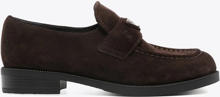 Triangle Logo Suede Loafers