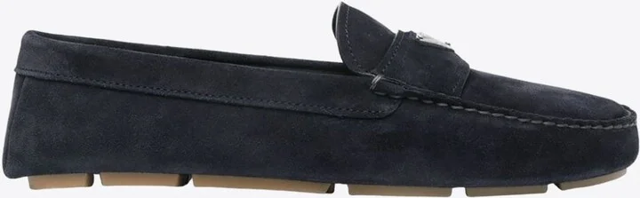 Triangle Logo Suede Loafers