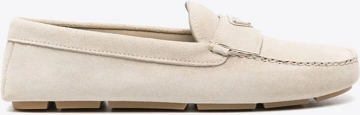 Triangle Logo Suede Loafers