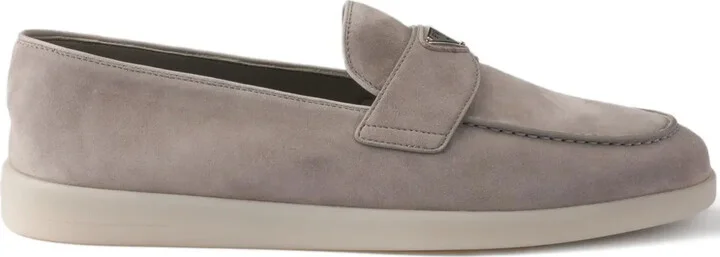 Triangle-Logo Suede Loafers