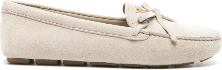 Triangle-Logo Suede Loafers