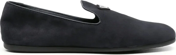 Triangle-Logo Suede Loafers