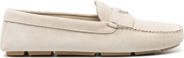 Triangle-Logo Suede Loafers