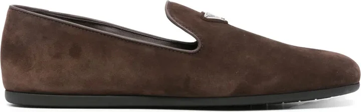 Triangle-Logo Suede Loafers