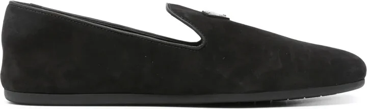 Triangle-Logo Suede Loafers
