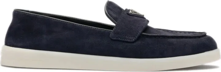 Triangle-Logo Suede Loafers