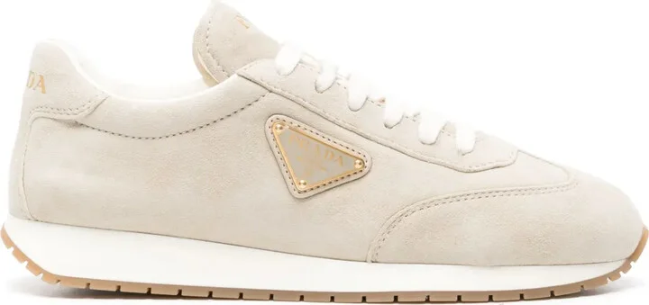 Triangle-Logo Suede Sneakers