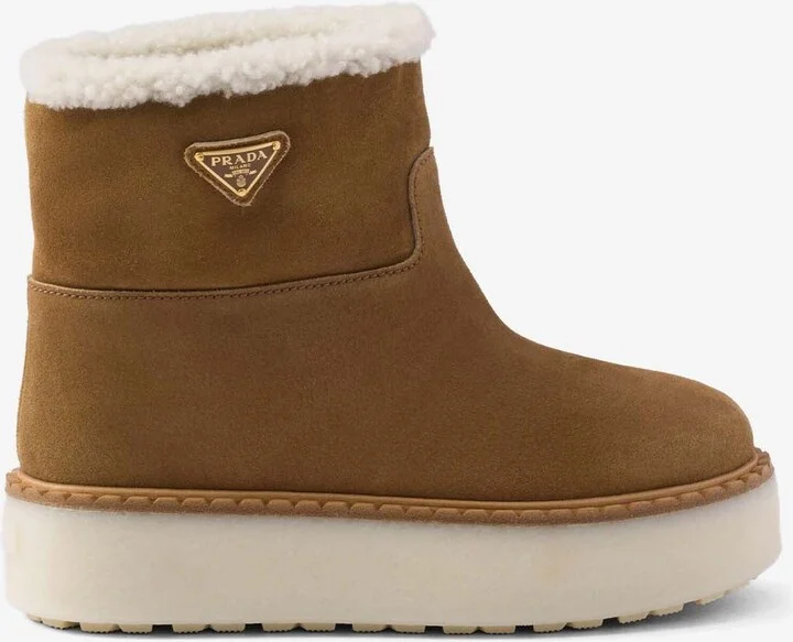 Triangle Logo Suede Snow Boots