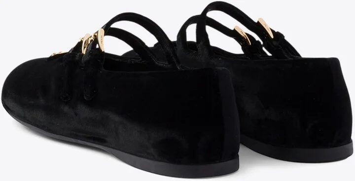 Triangle Logo Velvet Ballet Flats - Image 2