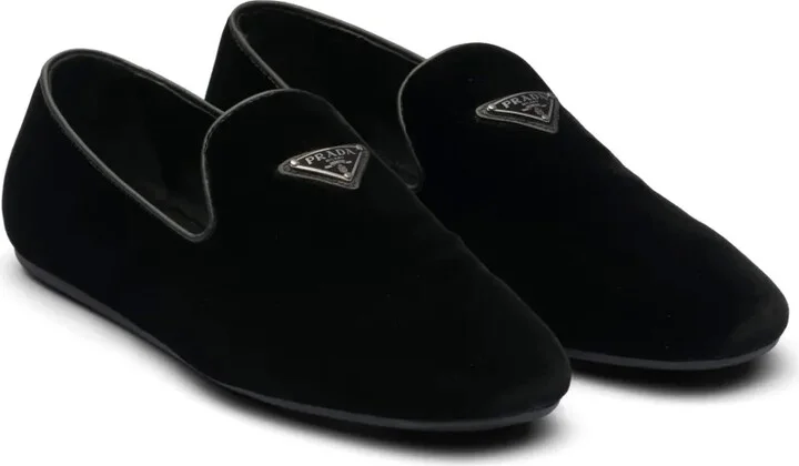 Triangle-Logo Velvet Loafers - Image 2
