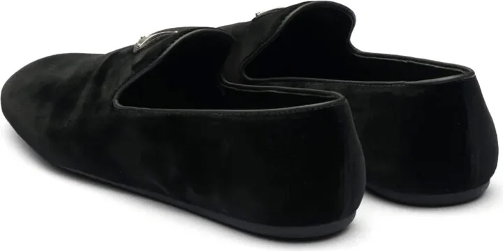 Triangle-Logo Velvet Loafers - Image 3