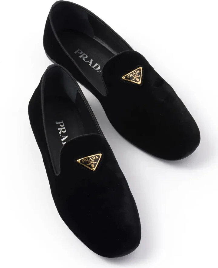 Triangle-Logo Velvet Loafers - Image 4