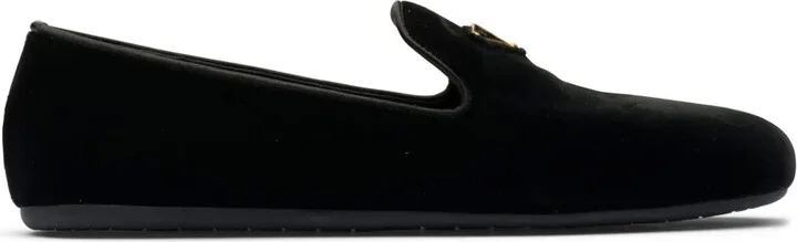 Triangle-Logo Velvet Loafers