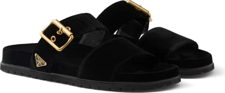 Triangle-Logo Velvet Slides - Image 2