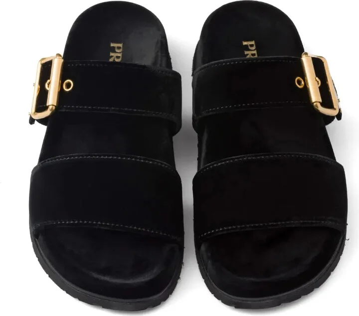 Triangle-Logo Velvet Slides - Image 5