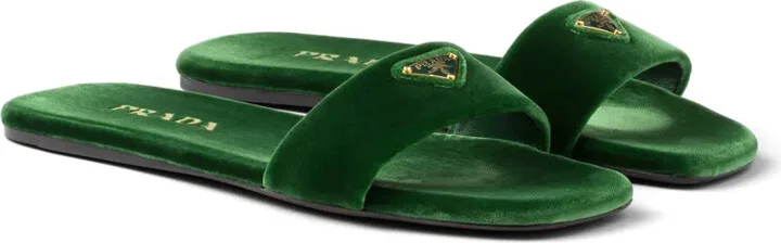 Triangle-Logo Velvet Slides - Image 2