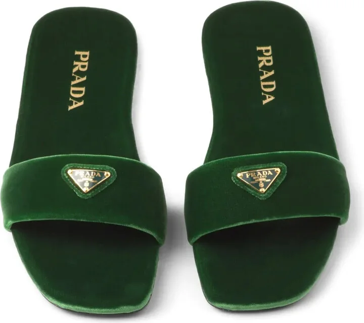 Triangle-Logo Velvet Slides - Image 4