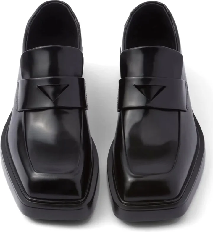 Triangle-Patch Leather Loafers - Image 4