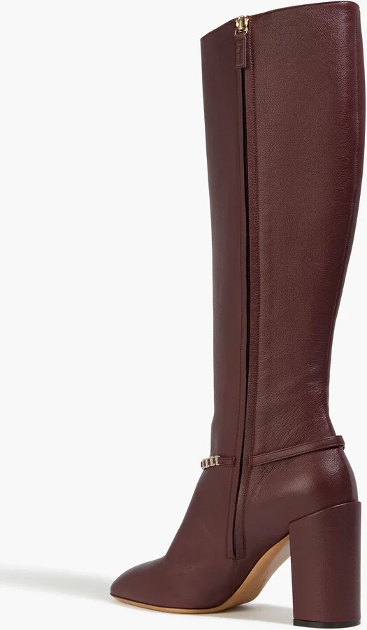 Triba chain-trimmed pebbled-leather knee boots - Image 3