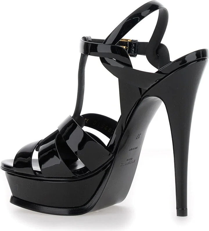 'tribute' Black Sandals With Logo In Patent Leather Woman - Image 3