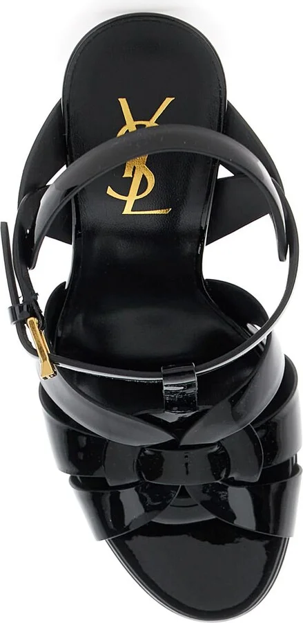 'tribute' Black Sandals With Logo In Patent Leather Woman - Image 4